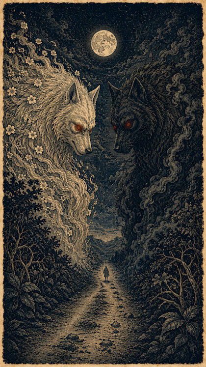Ilustración de El Cadejo, mitología salvadoreña