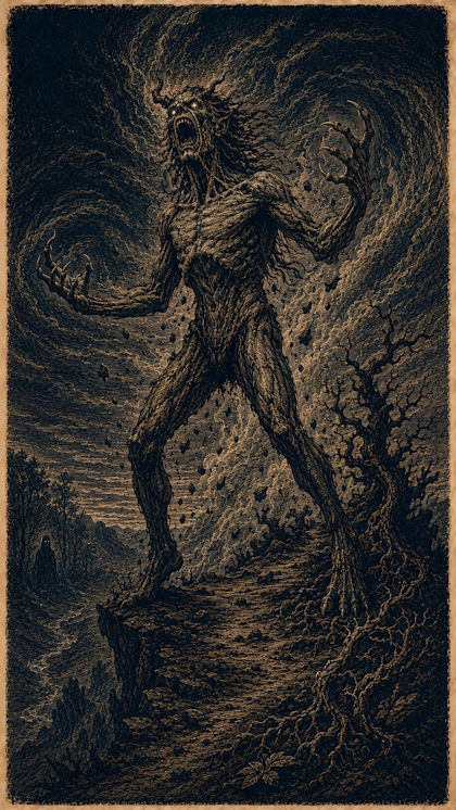 Ilustración de El Gritón de Media Noche, mitología salvadoreña
