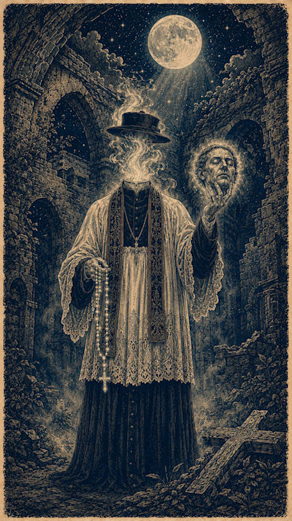 Ilustración de El Padre sin Cabeza, mitología salvadoreña