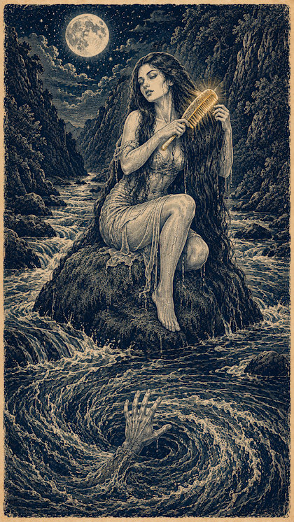 Ilustración de Sirena del Rincón de la Vieja, mitología salvadoreña