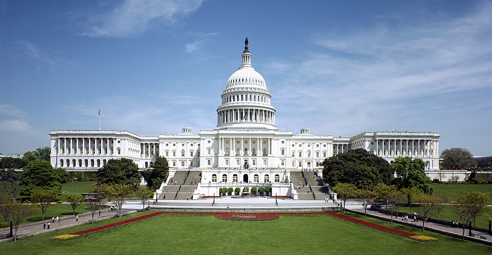Vista de la fachada oeste del Capitolio de los Estados Unidos, Washington D.C.